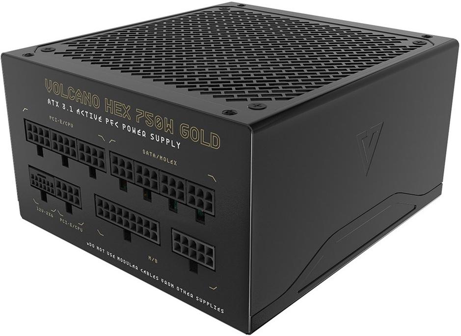 Fonte de Alimentação Volcano Hex 750W 80+ Gold Modular (Preto) - MODECOM