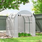Estufa de Jardim 180x180x200 cm Estufa Tipo Túnel Pequena com Porta Enrolável e Janela de Malha para Cultivar Plantas Flores Branco
