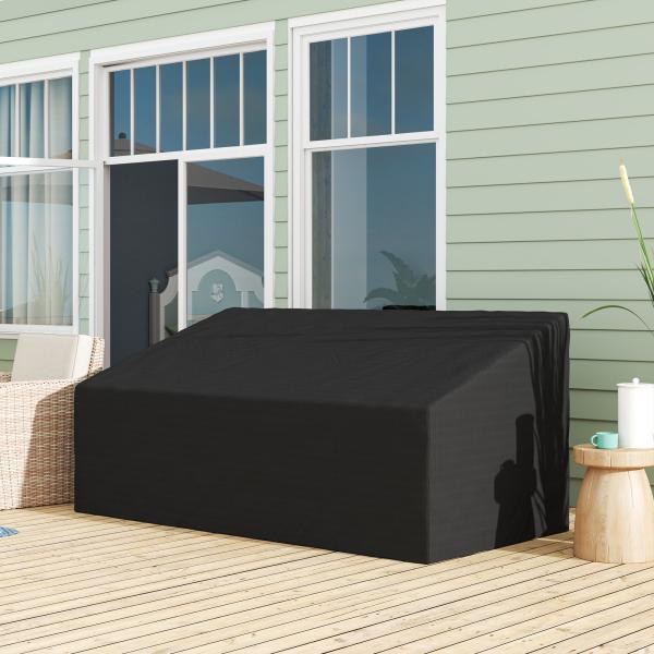 Capa Protetora para Móveis de Jardim 218x111x63 - 101 cm Cobertura de Móveis de Tecido Oxford 600D Impermeável para Sofás Bancos