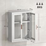 Armário de Casa de Banho de Parede com Portas de Acrílico Prateleira Ajustável Fecho Magnético 40x14x50 cm Branco