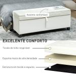 Banco de Armazenamento com 2 Dobradiças de Segurança Tampa Rebatível para Sala de Estar Quarto 120x40x48 cm Creme