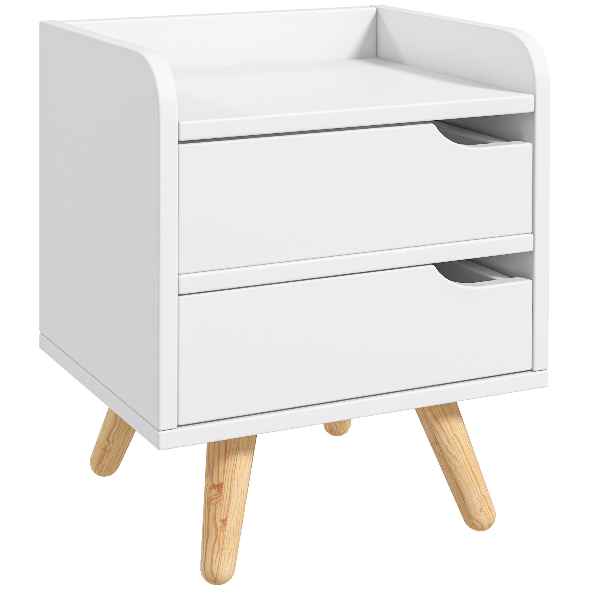 Mesa de cabeceira polivalente com 2 gavetas espaçosas 33x28x42 cm
