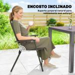 Conjunto de 4 Cadeiras Dobráveis para Jardim com Apoios de Braços Encosto e Assento Estrutura Metálica 55x63x93 cm Castanho