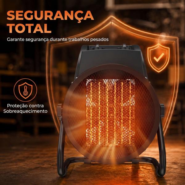 Aquecedor Elétrico Cerâmico PTC 5000W com Termóstato Ajustável, 3 Modos e Ângulo Ajustável Portátil para 48 m² Laranja