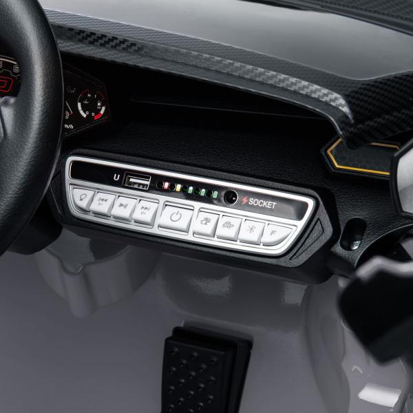 Carro Elétrico para Crianças Lamborghini 12V Controlo Remoto Faróis Buzina Arranque Lento e Música MP3 114,5x64x45,5 cm Cinza