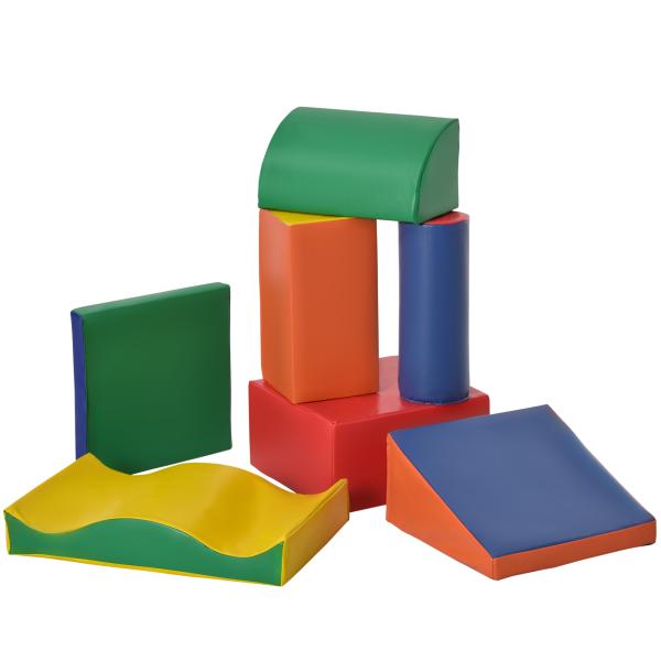Conjunto de 7 Blocos de Espuma para Crianças de 1 - 3 Anos Blocos de Construção para Escalar e Gatinhar 60x40x11 cm Multicor
