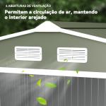 Abrigo de Jardim 4,83m² 277x195x192cm Abrigo Metálico para Armazenamento de Ferramentas com Base de Reforço Incluída Verde Claro