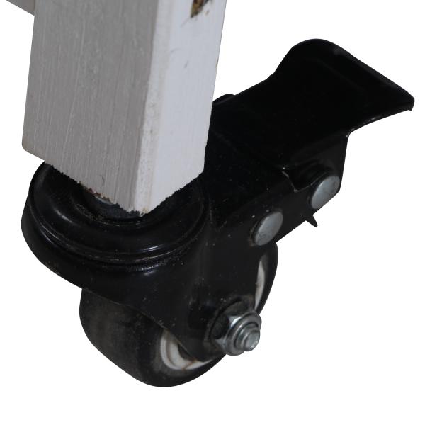 Coelheira de Madeira com Rodas 147x45,5x88,5cm Gaiola para Coelhos de 2 Níveis com Teto Abatível 2 Cercados de Metal 3 Bandejas Removíveis 3 Portas com Trava e Rampa Cinza