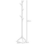 Cabide de Pé de Madeira com 8 Ganchos para Pendurar Roupa e Bolsas para Corredor Entrada 40x40x165 cm Branco