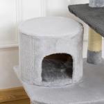 Árvore para gatos Arranhador Grande com Plataformas para Brincar coberta de Pelucía Cinza 48x48x100 cm
