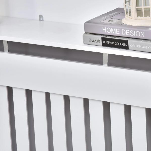 Cobertura Radiador Moderna de MDF com Prateleira Superior para Sala de Estar Dormitório Escritório 112x19x81cm Branco