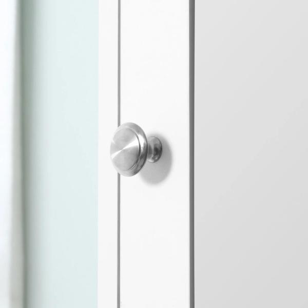 Coluna Casa de Banho com Espelho Móvel Alto Casa de Banho Madeira com 2 Prateleiras Abertas e 2 Portas com Prateleiras Interiores Ajustáveis 30x28x180cm Branco