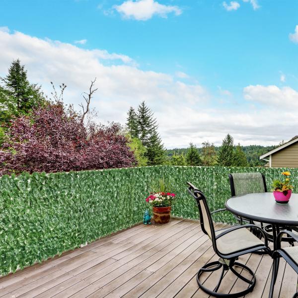 Vedação Artificial em Rolo 3m Vedação de Privacidade para Balcão Jardim Exterior Planta Decorativa de Parede PE Verde