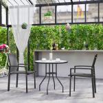 Conjunto de 2 Cadeiras de Jardim Empilháveis com Tecido Transpirável e Estrutura em Aço 56x58x89 cm Cinzento Escuro