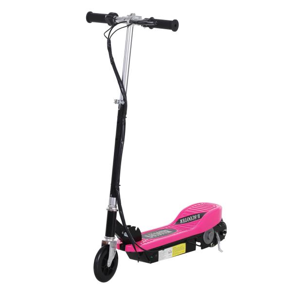 Trotinete Elétrica Dobrável para Crianças e Adolescentes acima de 7 Anos Velocidade de 10km/h Trotinete Elétrica com Guiador Ajustável e Freios Carga Máxima 50kg 78x37x89 - 95cm Rosa