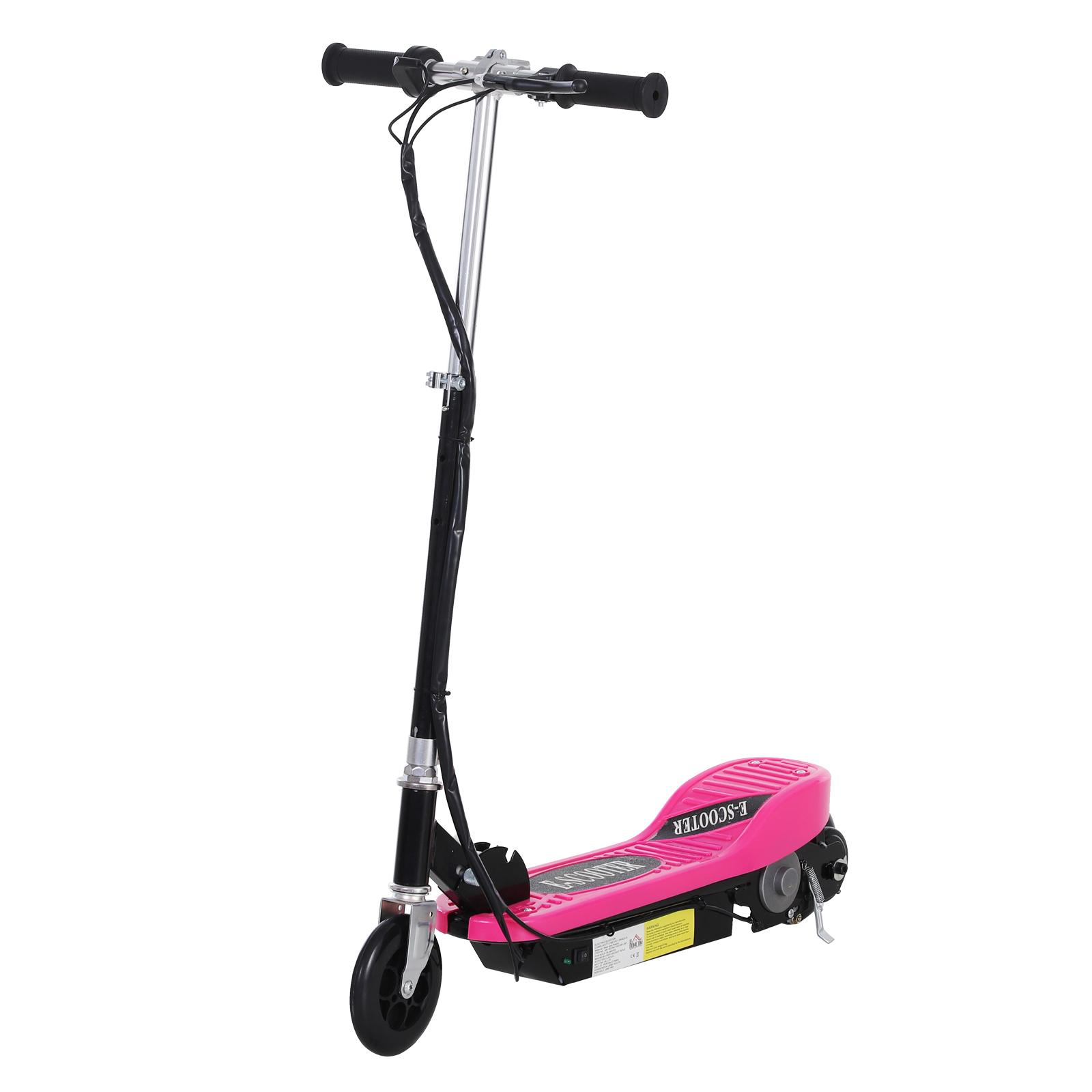 Trotinete Elétrica Dobrável para Crianças e Adolescentes acima de 7 Anos Velocidade de 10km/h Trotinete Elétrica com Guiador Ajustável e Freios Carga Máxima 50kg 78x37x89 - 95cm Rosa