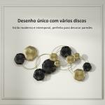 Decoração de Parede em Metal com Forma de Flor de Lótus Adorno para Sala Moderna Decoração 84x35 cm Dourado e Preto
