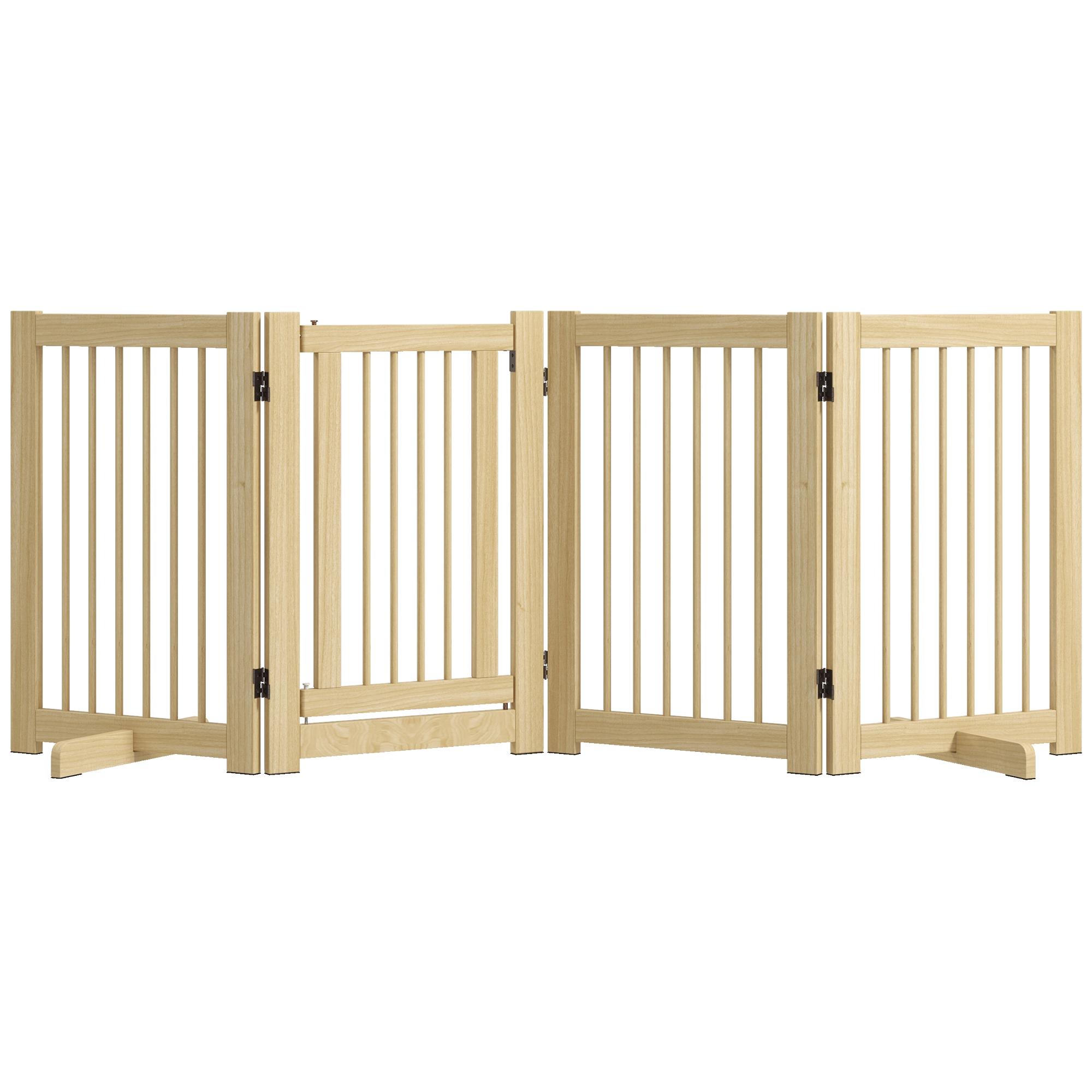 Barreira de Segurança para Cães em Madeira Dobrável para Escadas e Portas para Cães Pequenos e Médios de 4 Painéis 204x36x75 cm Madeira