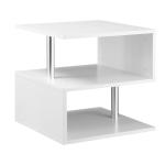 Mesa de Apoio com Forma de S Compartimentos Abertos 2 Níveis Desenho Elegante 50x50x50cm Branco