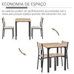 Conjunto de Mesa e 2 Cadeiras de Jantar, 3 Peças, para 2 Pessoas, 120 kg, Madeira Natural