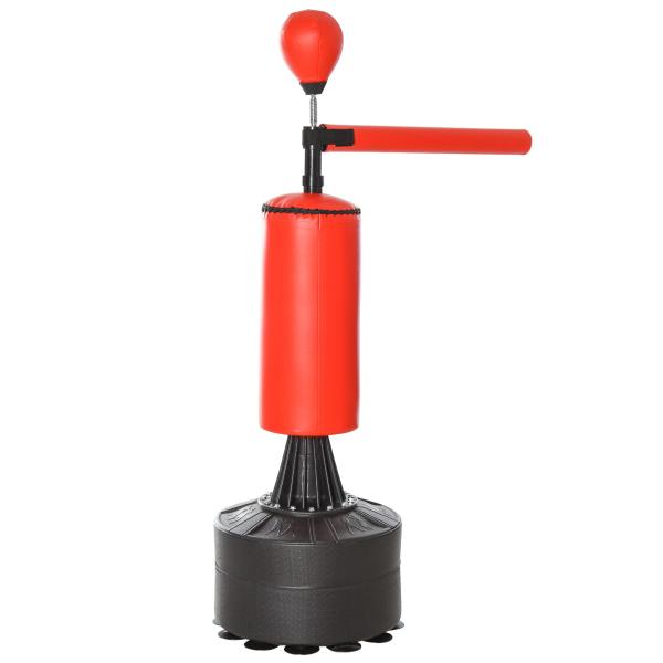 Punching Ball de Boxe com Altura Ajustável com Barra Giratória 360° e Base Preenchida 88x48x155 - 205 cm Preto e Vermelho