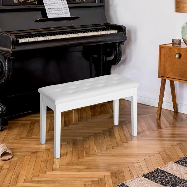 Banco de Piano Banco para Piano com Espaço de Armazenamento Assento de Couro Sintético Acolchoado 76x36x50 cm Branco