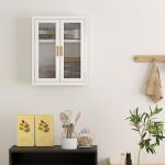 Armário de Casa de Banho de Parede com Portas de Acrílico Prateleira Ajustável Fecho Magnético 40x14x50 cm Branco