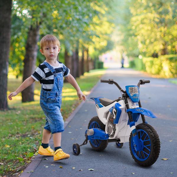 Mota Elétrica para Crianças acima de 3 Anos 12V Mota de Brinquedo Infantil com 2 Rodas de Equilíbrio Velocidade Máx. 8km/h Arranque Suave 106,5x51,5x68cm Azul