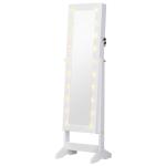Armário para Joias 20 Luzes de LED Reclinável Fechadura Madeira 40x37x146cm Branco