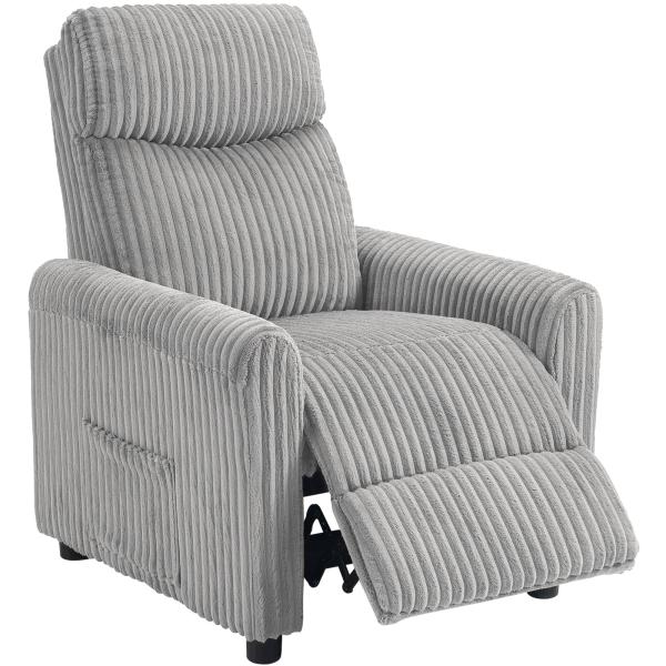 Poltrona Relax Reclinável Manual Estofada em Veludo com Apoio para Pés 73x86x100 cm Cinzento