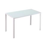 Mesa Sala de Jantar de Cristal Mesa Retangular para 4 - 6 pessoas com Pés de Metal Multifuncional para Cozinha 120x60x75cm Branco