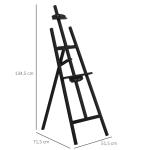 Cavalete para Pintura de Madeira Inclinável 90° com Suporte Tripé e Pincel 51,5x71,5x134,5 cm Preto