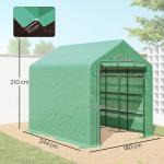 Estufa de Jardim Estufa de Exterior com Prateleiras de 4 Níveis Porta com Fecho de Correr e Estrutura de Aço 244x180x210 cm Verde