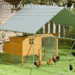 Galinheiro para Exterior 3x6 m Galinheiro de Aço Galvanizado com Comedouro Suspenso Tipo Espeto Poleiro Anti - UV Prata