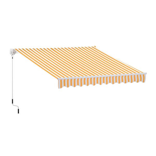 Toldo Manual Retrátil 350x250 cm Toldo Exterior para Terraço com Ângulo Ajustável Braço Articulado Montagem à Parede Estrutura de Alumínio Anti - UV e Impermeável para Jardim Laranja