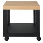 Mesa de Apoio para sofá mesa lateral com prateleira aberta Rodas 40x40x40 Preto e Madeira