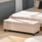 Banco de Armazenamento Acolchoado Banco Estofado em Linho Tampa com Abertura 125x49x41,5 cm Bege