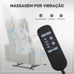 Poltrona de Massagem Poltrona Relax Elétrica com 4 Modos de Vibração Reclinação 145° Mesa 2 Bolsos Laterais 77x93x105 cm Cinza