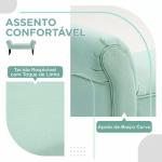 Banco de Pé de Cama Estofado em Linho Sintético com Pés de Madeira Braços e Assento Acolchoado, Verde Claro