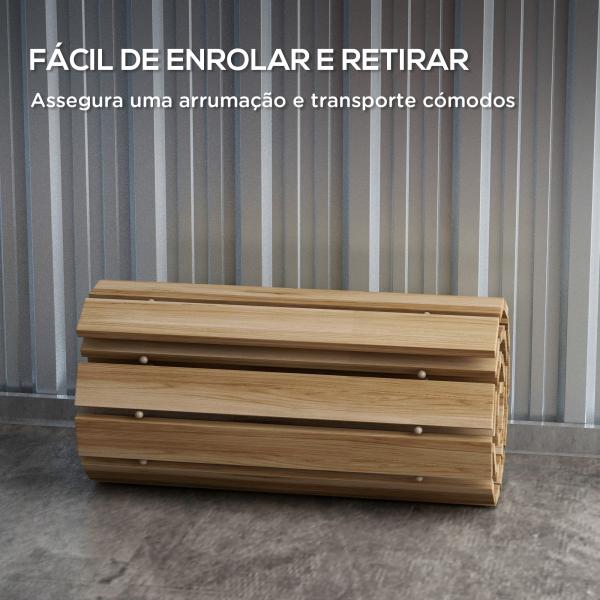 Estrado de Ripas de Madeira Enrolável 120x38 cm Resistente às Intempéries Decoração de Jardim para Praia Festa Natural