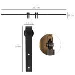 Ferragens Portas de Correr 200 cm Kit para Porta de Correr Dupla Largura 50 cm Aço Carbono Preto