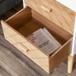 Mesa de Cabeceira com 2 Gavetas Espaço de Armazenamento para Dormitório 40x30x55,5 cm Branco e Madeira