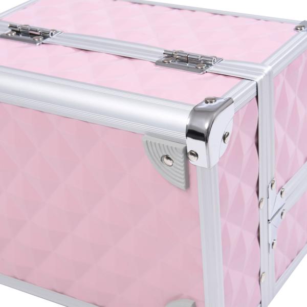 Estojo de Maquilhagem Organizador Cosméticos Profissional 20x15x15cm rosa