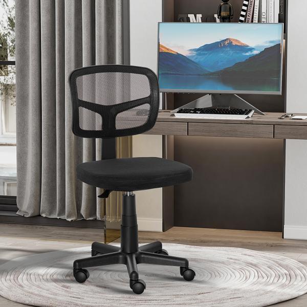 Cadeira de Escritório Operativa Giratória 360° com Altura Ajustável Suporte Lombar 43x48x77,5 - 89,5cm Preto