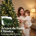 Árvore de Natal 180 cm com 250 Luzes LED, 11 Modos, Comando à Distância, 800 Pontas e Base Dobrável em Aço, Verde