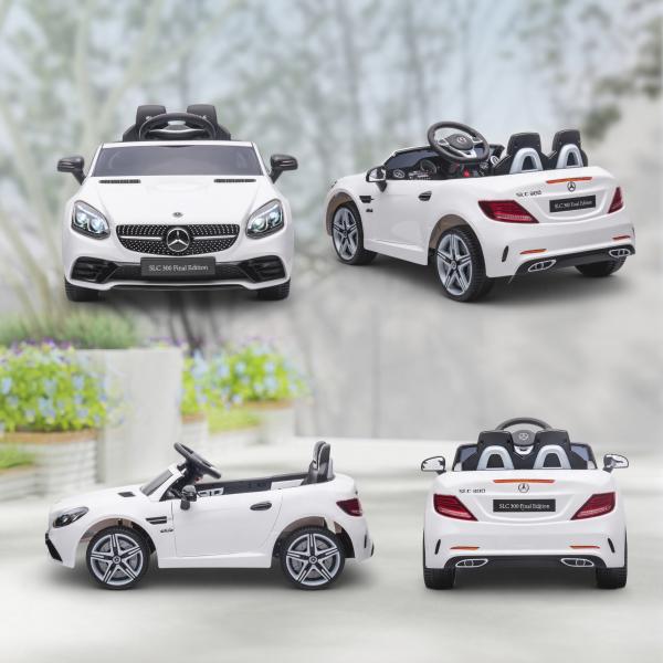 Carro Elétrico Mercedes SLC 300 12V com Faróis LED Buzina Música TF USB e Abertura da Porta 3 - 5km/h 107x62,5x44 cm Branco