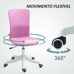 Cadeira de Escritório sem Apoio para os Braços Estofada em Linho Sintético com Altura Ajustável 53x43x85 - 93 cm Rosa