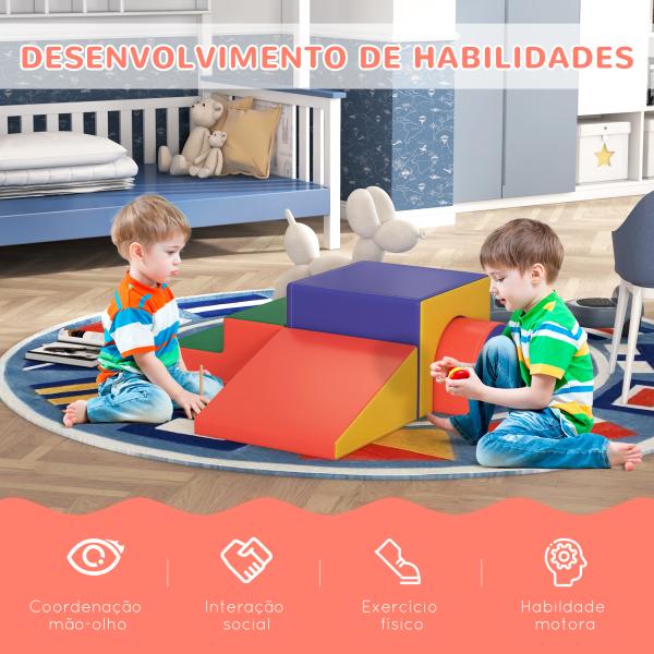 Conjunto de 4 Blocos de Espuma para Crianças Figuras de Construção Brinquedo de Aprendizagem Infantil 150x50x39cm Multicor