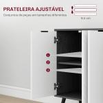 Aparador de 4 Portas Aparador de Sala com Prateleiras Ajustáveis e Pés de Madeira para Cozinha Branco e Preto 120x35x77,4 cm
