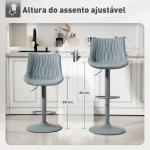Conjunto de 2 Bancos de Bar Bancos Altos de Cozinha Giratórios com Altura Ajustável e Couro Sintético 47,5x54x92 - 110 cm Cinzento